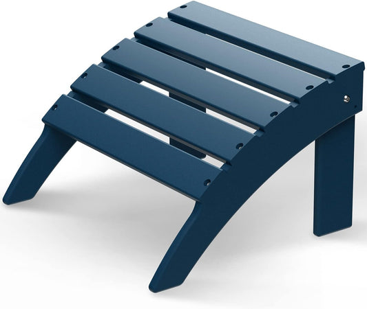GREENVINES Adirondack-Ottoman | HDPE Plastic | Outdoor Footrest | All Weather | Foot Rest | Foot Stool | Blue | for Adirondack Chair | for Patio Backyard Pool