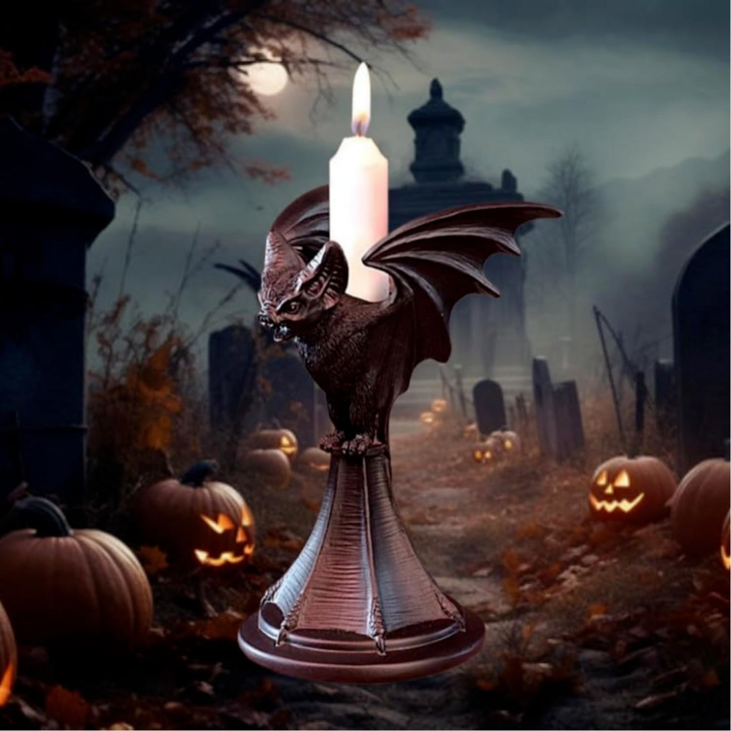 Gothic Candleholder Bat Candle Holder for Halloween, Resin Ornament, Home Desktop Decoration, Christmas Decor, Party Favors