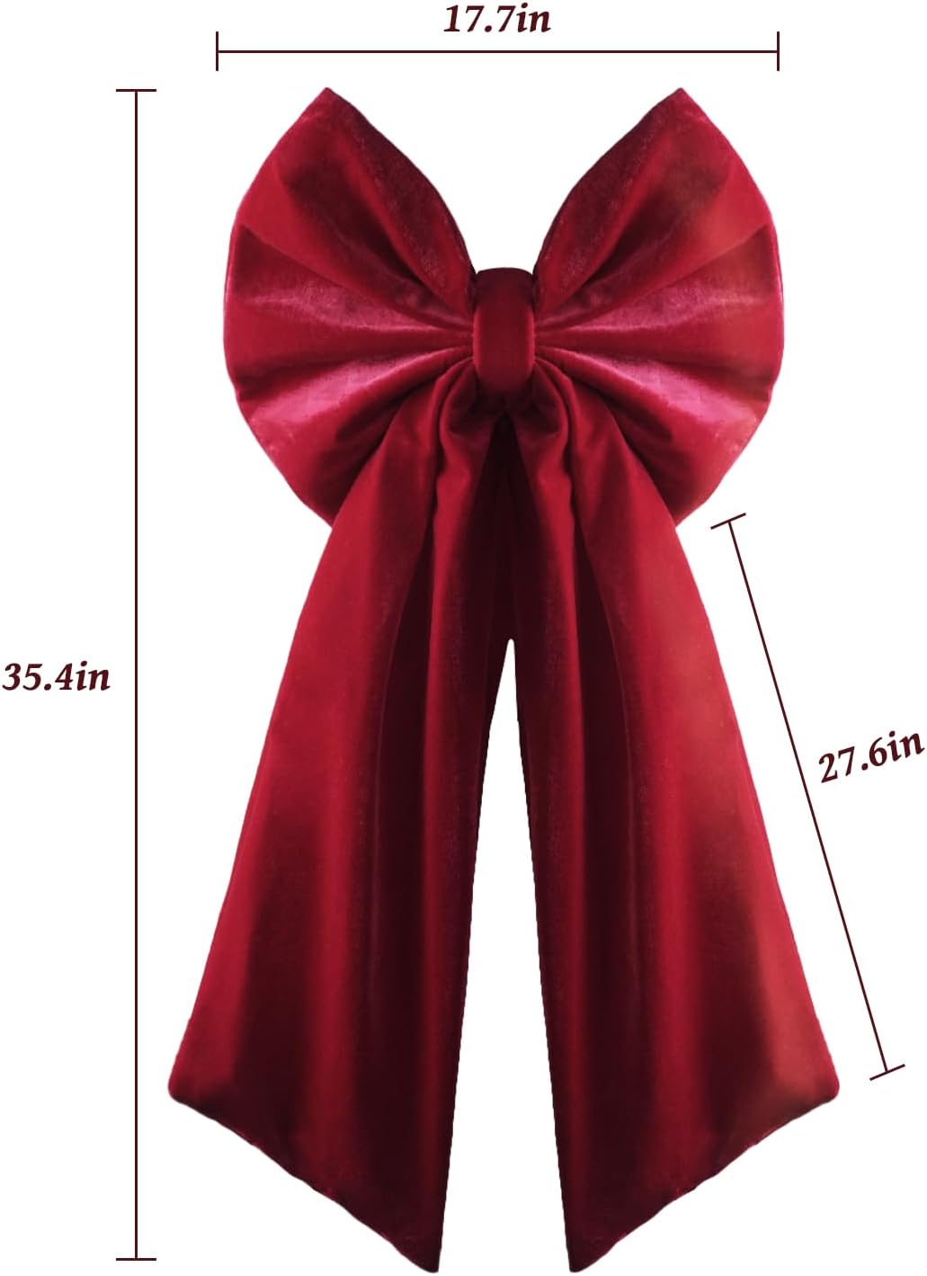Christmas Decorations - Christmas Bows - 36x18 Inches Large Red Velvet Christmas Tree Topper - Burgundy Ribbon Gift Bows - Xmas Decor for Indoor Outdoor Home Wreaths Mantle Front Door Porch Wedding