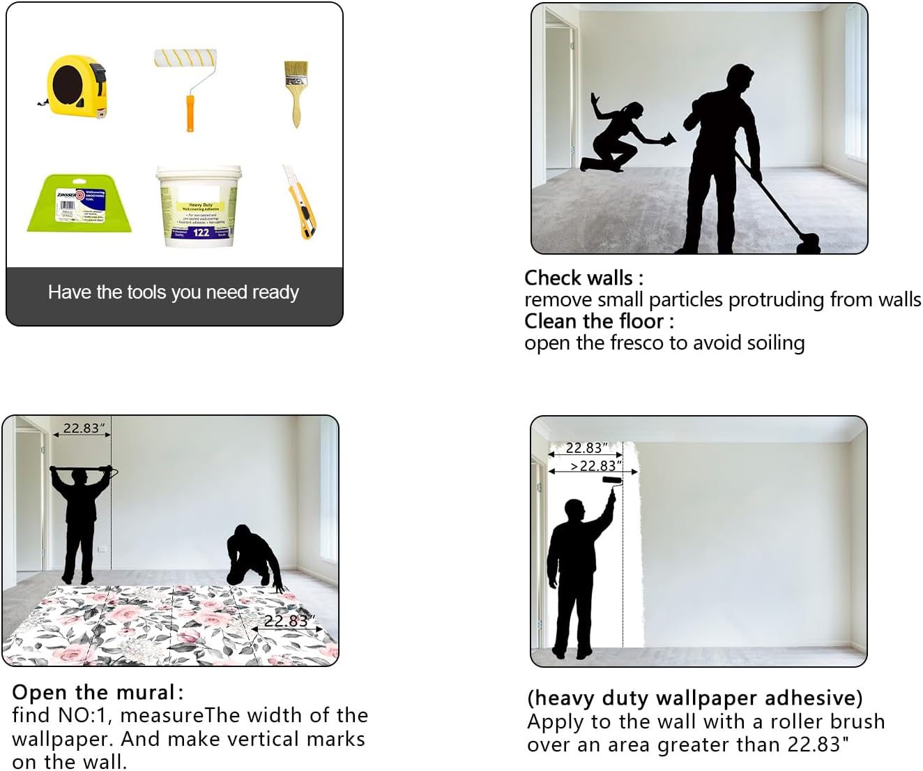 Grey Leaf Pink Flowers Mural Bedroom Floral Wallpaper Room Decor Living Room tv Background Large Wall Mural - 160"x108" (Not Peel and Stick)