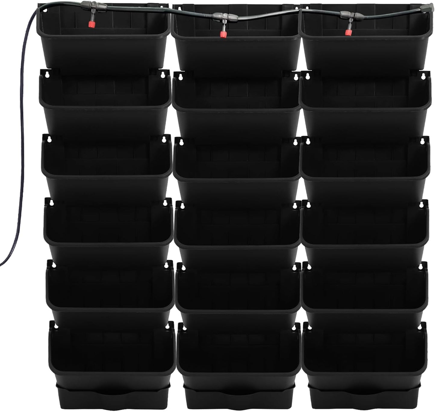 18 Pots Self-Watering Wall-Mounted Planter, 39.4”L x 39.4”H Vertical Wall Planter Self Watering Stackable Planters Vertical Garden Wall Garden Planter Outdoor Indoor for Herbs Flowers Strawberries