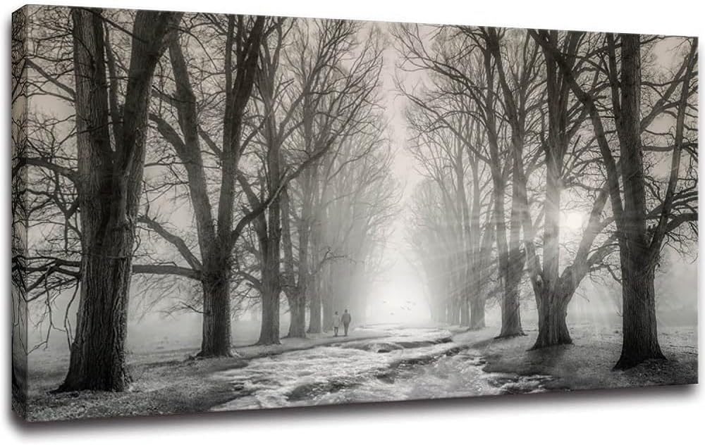 Bamdeya Large Pictures for Bedroom Wall Decor Black and White Wall Art Forest Wall Pictures Tree Canvas Prints Art Landscape Painting Wall Art Living Room Kitchen Office Decor Home Decorations