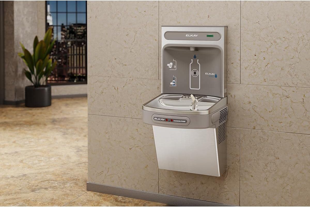 Elkay EZO8WS EZH2O Refrigerated Single Drinking Fountain with Bottle Filling Station and Hands Free Activation - Stainless Steel