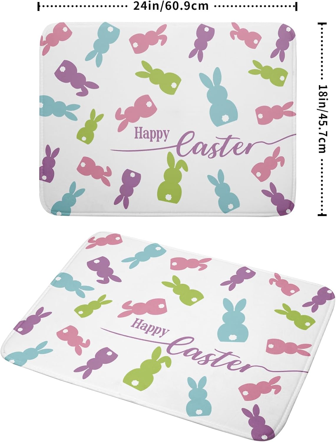 Easter Dish Drying Mat for Kitchen Counter Colorful Bunny Rabbit Festival Holiday Seasonal Absorbent Reversible Microfiber Kitchen Countertop Protector Dishes Pad Large 18x24 inch