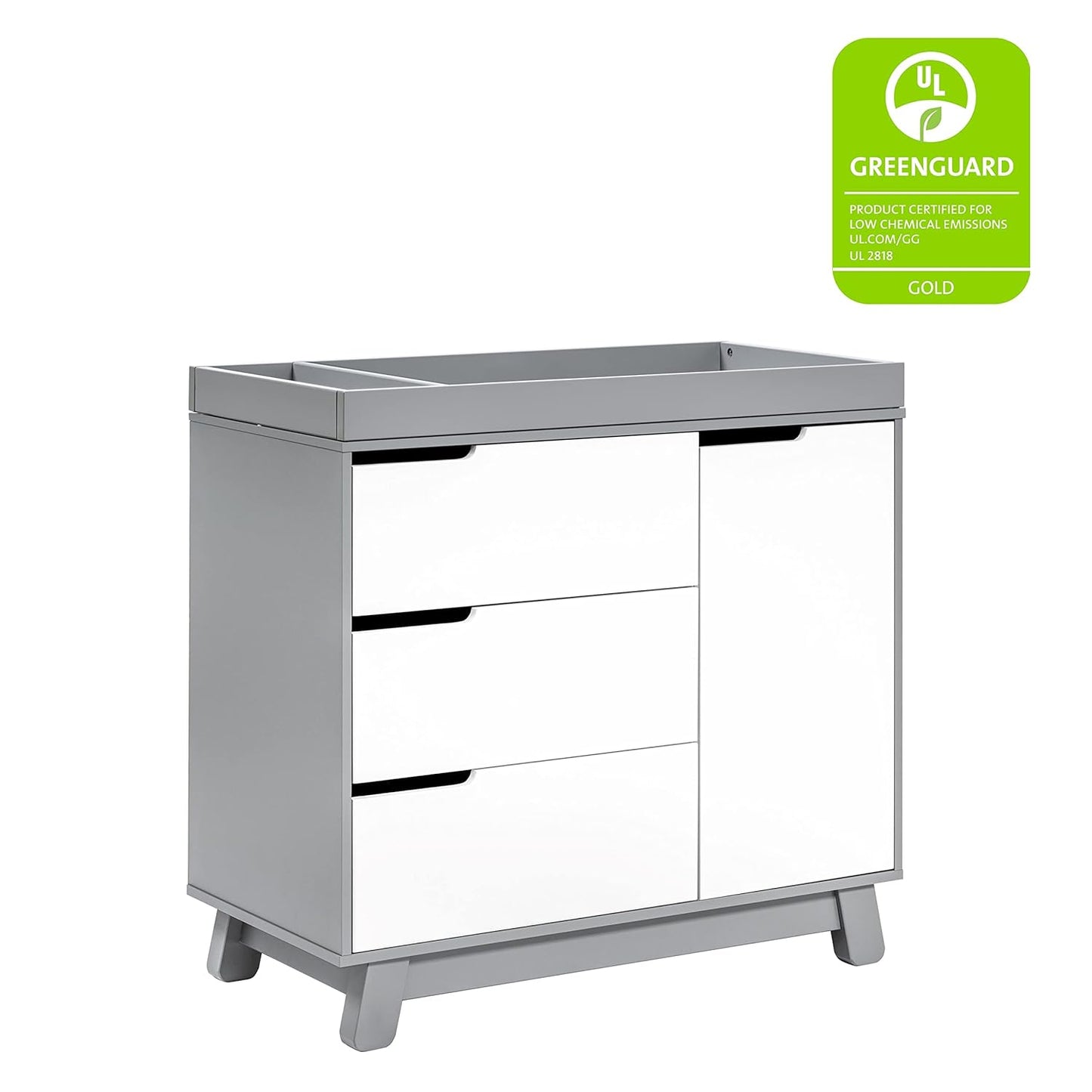 Babyletto Hudson 3-Drawer Changer Dresser with Removable Changing Tray in Grey and White, Greenguard Gold Certified