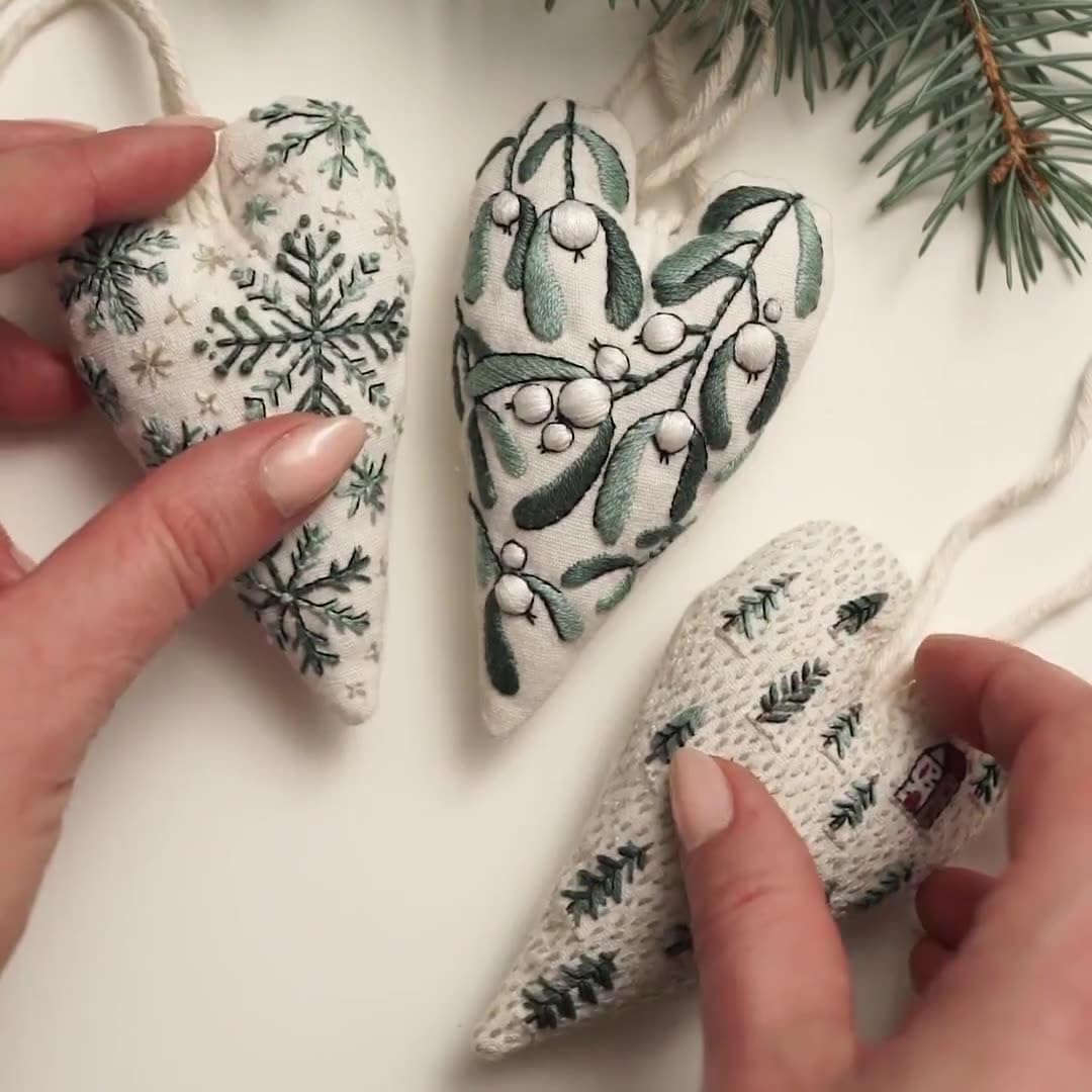 2026 Christmas Embroidery Kit for Beginners - Complete DIY Hand Embroidery Ornament Set with Easy Instructions, Create Festive Tree Hanging Decorations