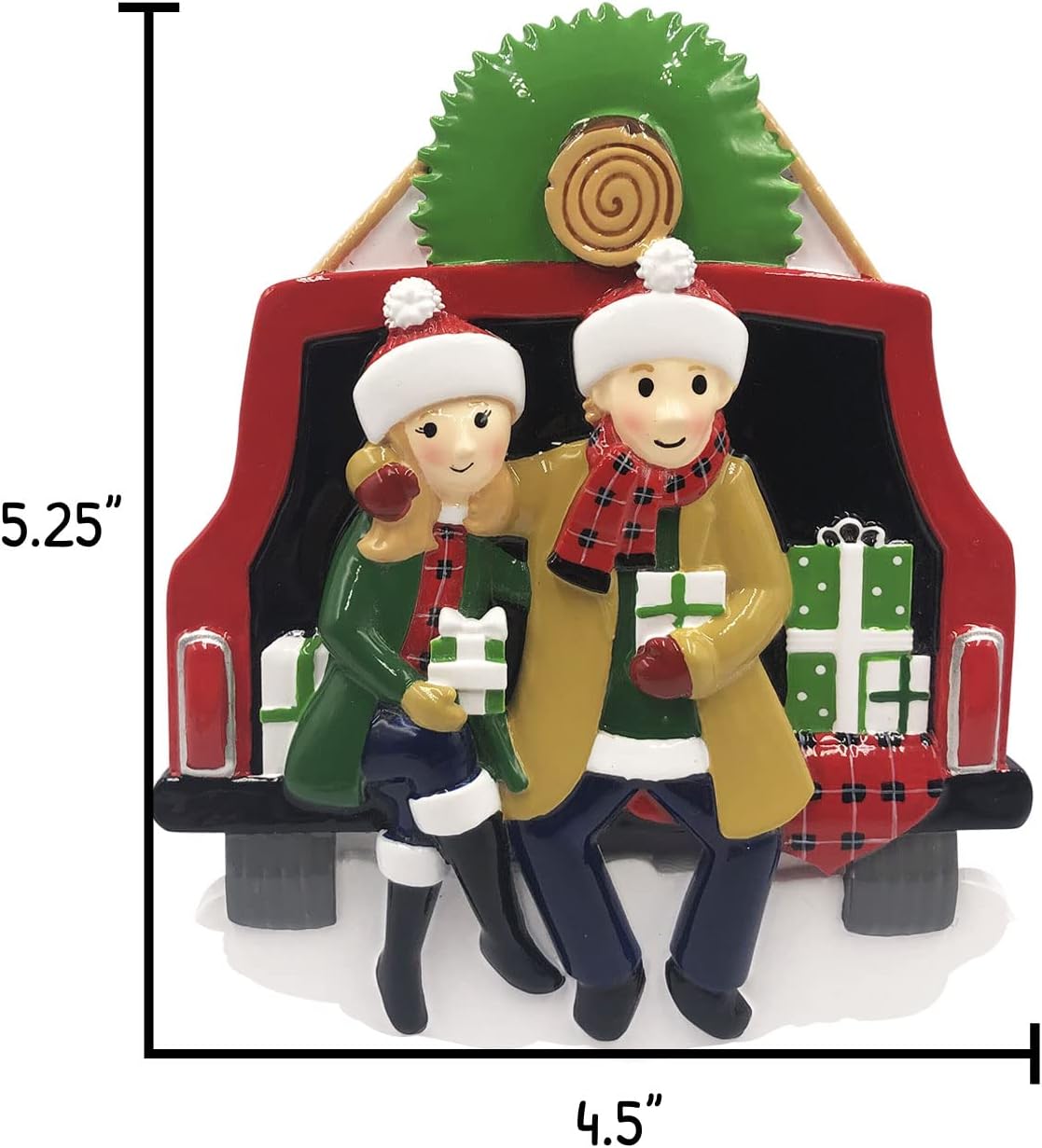 3D Personalized Our First Christmas Ornament 2025 Red Truck Couple Ornaments Tailgate Couples Ornament 2025 Family of 2 Xmas Tree Presents for a Couple Ornaments Couples Unique Gifts
