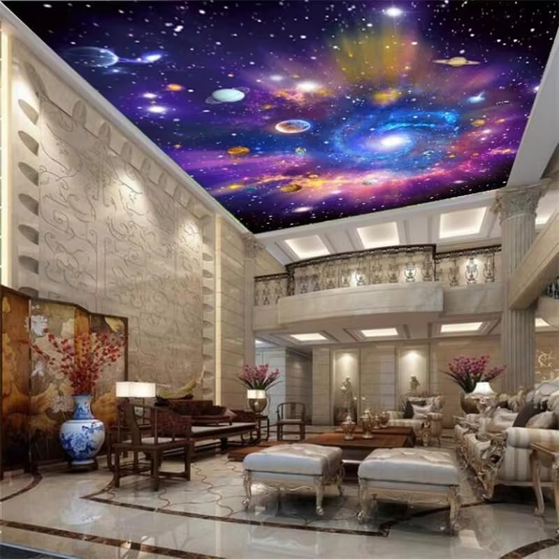 Custom Galaxy Wallpaper 3D Peel and Stick Mural Colorful Starry Universe Cosmic Galaxy Dream Room Ceiling 3D Wallpaper