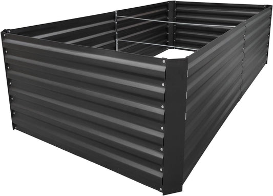 8x3x2FT Metal Raised Garden Bed Kit, Galvanized Outdoor Garden Bed Planter Box for Vegetables, Flowers, Herbs, Succulents and More, Black