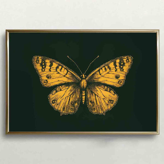 Gold Butterfly Paintings Green Gold Abstract Wall Art Moody Insect Artwork Vintage Butterfly Pictures Abstract Moody Animal Prints Wild Animals Painting Living Room Decor 16x24inch No Frame