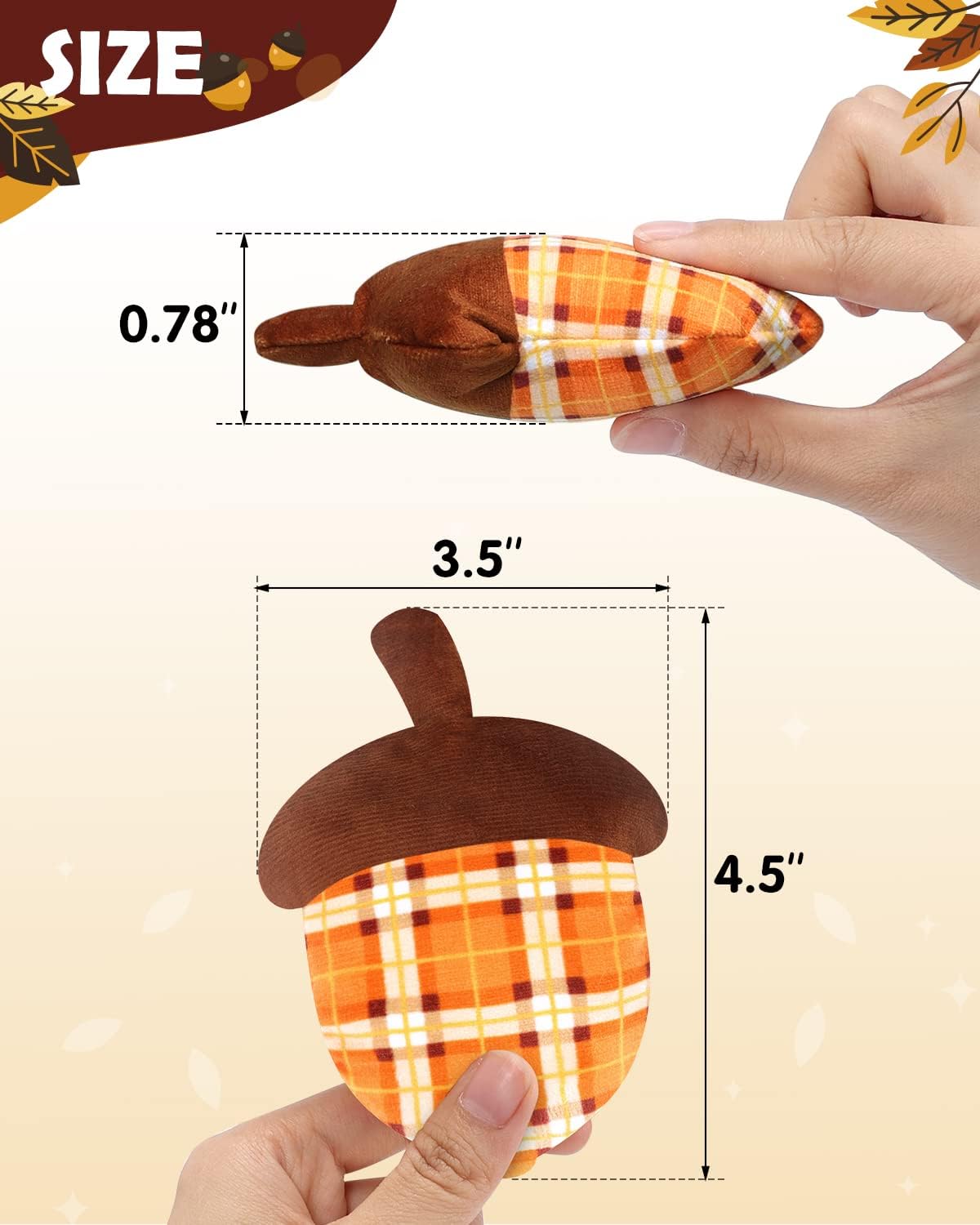 5PCS Fall Stuffed Acorns Plush Decorations 4.5'' x 3.5'' Autumn Fabric Acorn Decor, Bowl Basket Tray Fillers Dinner Table Centerpiece Harvest Thanksgiving Tree Hanging Ornament Fall Tiered Tray Decor