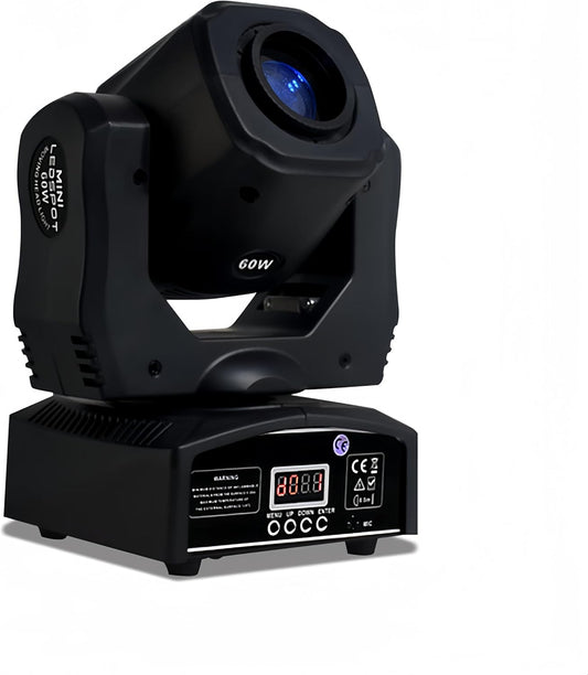 DJCLUB Stage Lights Moving Head Light 7 Gobos 8 Colors 11 Channels 60W Spot Light DMX 512 with Sound Activated for Wedding DJ Party Stage Lighting (LED 60W Moving Head)