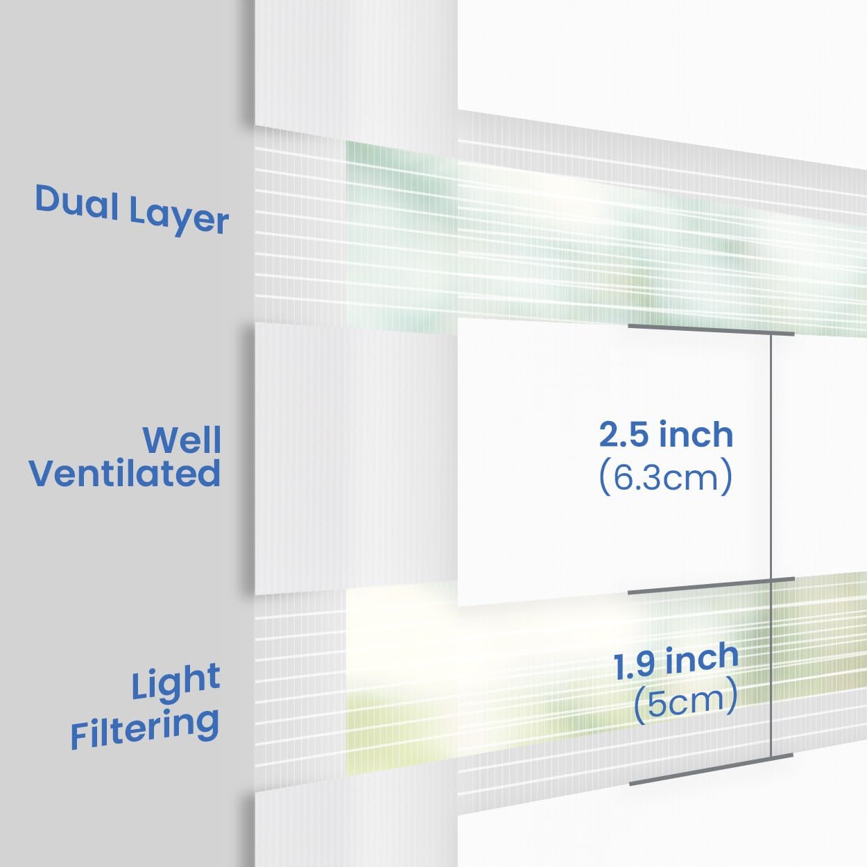 Foiresoft Standard Zebra Roller Blinds for Windows [W32 x H64 Inch, White, Basic], Light Filtering Dual Layer Shades for Bedroom, Living Room, Office, 13 Colors