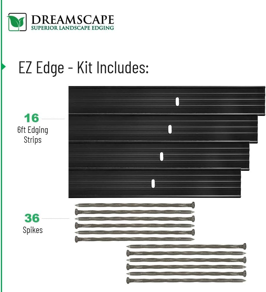 Dreamscape E-Z Edge Aluminum Landscape Edging - 12 Strips, 6ft Each (72ft Total), Bronze - Professional Quality Landscaping Border, Metal Divider for Lawn, Garden, Flowerbed…