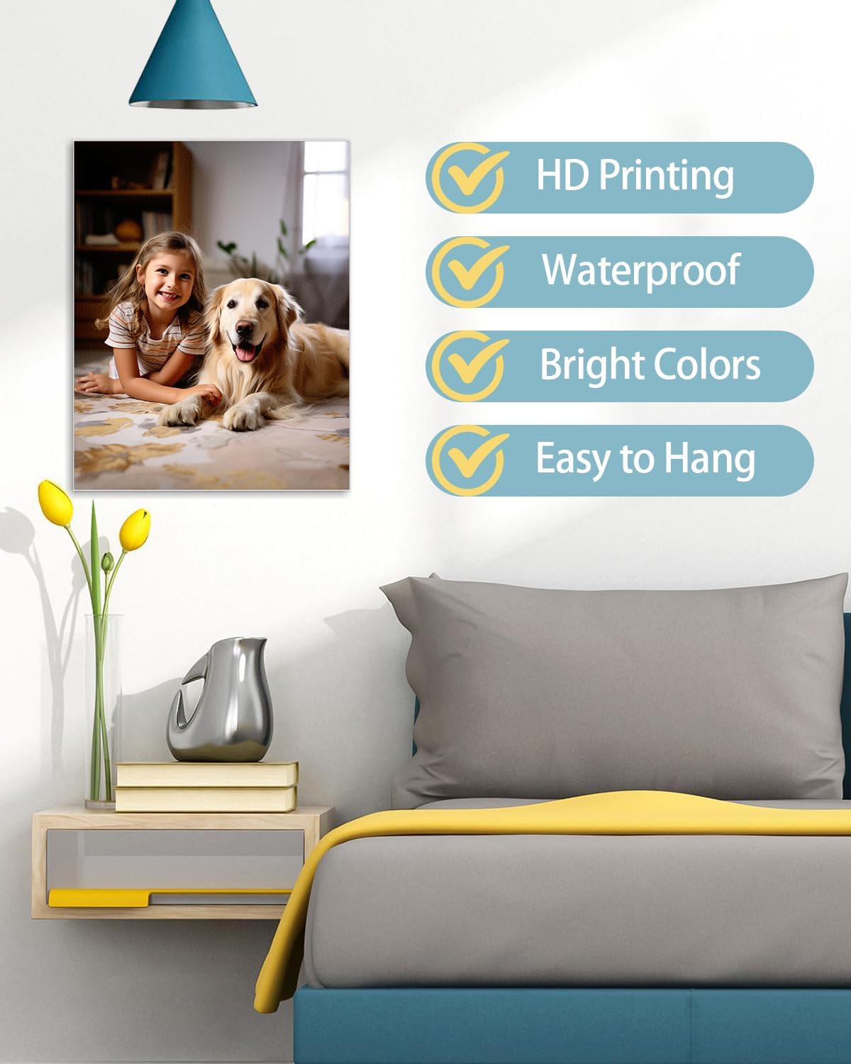 AbcCustomize Canvas Prints with Your Photos，Custom Canvas Wall Art for Bedroom, Living Room, Farmhouse Decor，Personalized Gifts Canvas Prints for Family，Friend，Lover，Pet