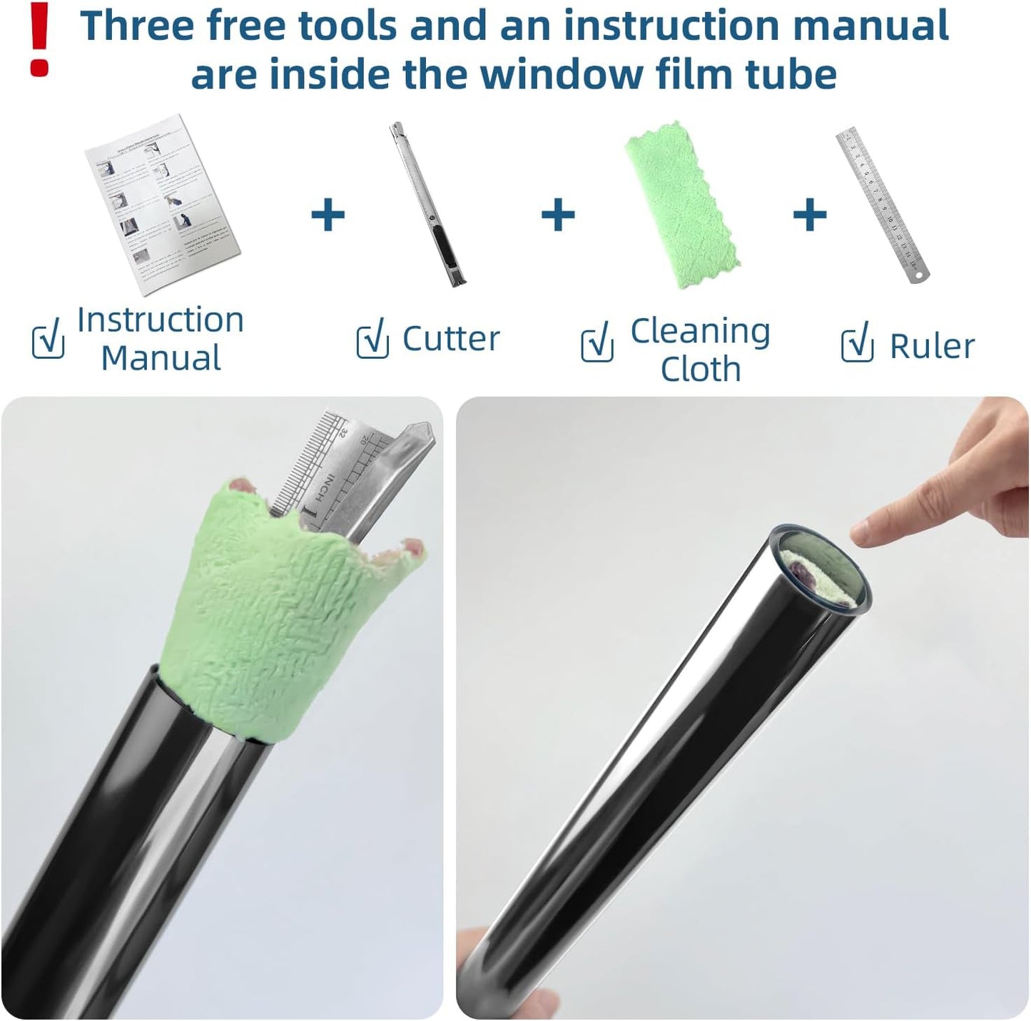 DUOFIRE One Way Window Film Privacy See Out Not in Heat Blocker Window Tint Reflective Mirror Windows Tinting Film for Home Static Cling Anti-UV Sun Blocking Windows Covering（Black, 17.4x78.7in）