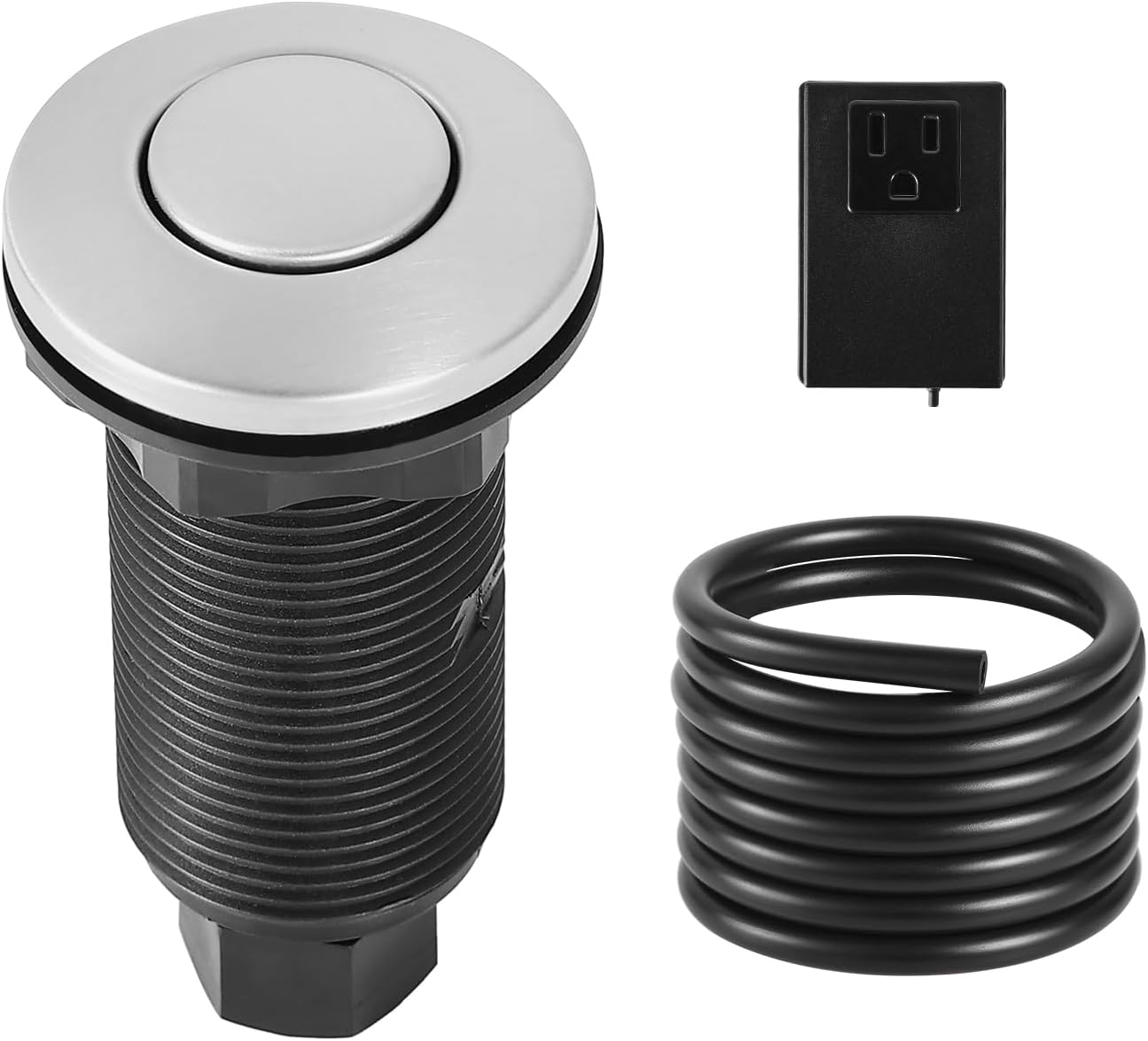 VEVOR Garbage Disposal Air Switch Kit, 3.5" Long Sink Top Air Switch for Food Waste Disposal, Brushed Silver Stainless Steel ON/OFF Air Push Button for Granite, Marble, and Quartz Countertops