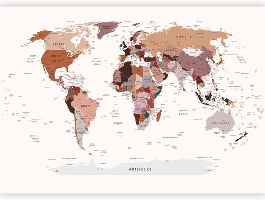 artgeist Premium Wall Mural World Map 98x69 in - XXL Non-Woven Wallpaper Fleece Wall Decor Photo Print Picture Image Design Home Map of The World k-B-0001-a-d