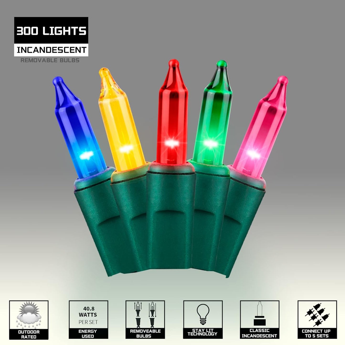 300LIGHTS(2*150L) MULTI Extra-Bright With End Connectors Christmas Decorative Lights 19.44m UL Certified Mini String Light Set Waterproof for Home Garden Holiday Tree Party Patio Decor Wedding