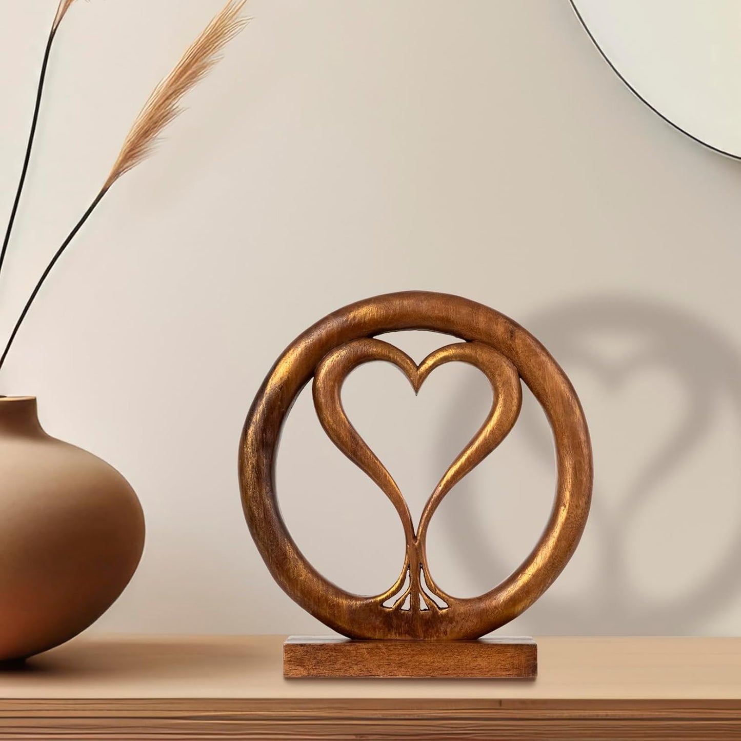 Decozen Gifts for Mom - Wooden Heart Sculpture - Mother's Day Birthday Gifts, Home, Office, Living Room, Shelf, Fireplace, Farmhouse, Tabletop, Boho and Mantle Decor - Mothers Day Decorations