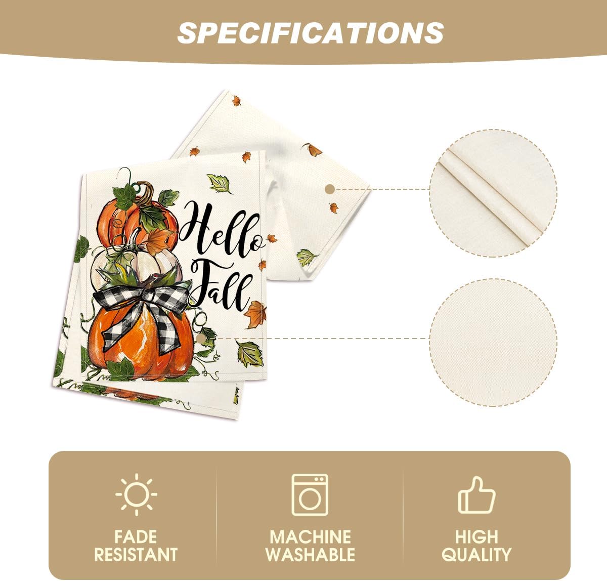 Artoid Mode Pumpkins Bowknot Maple Leaf 210 GSM Fall Table Runner, Seasonal Autumn Kitchen Dining Table Decoration for Home Party Decor 13x36 Inch