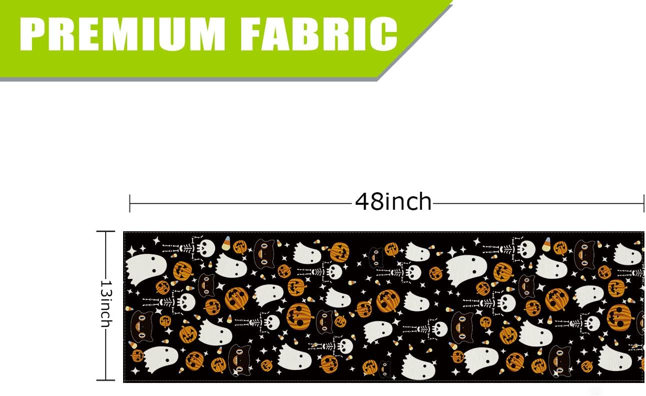 GAGEC Halloween Table Runner Black Cat Pumpkins Seasonal Kitchen Dining Table Home Outdoor Party Decorations (13'' x 48'')