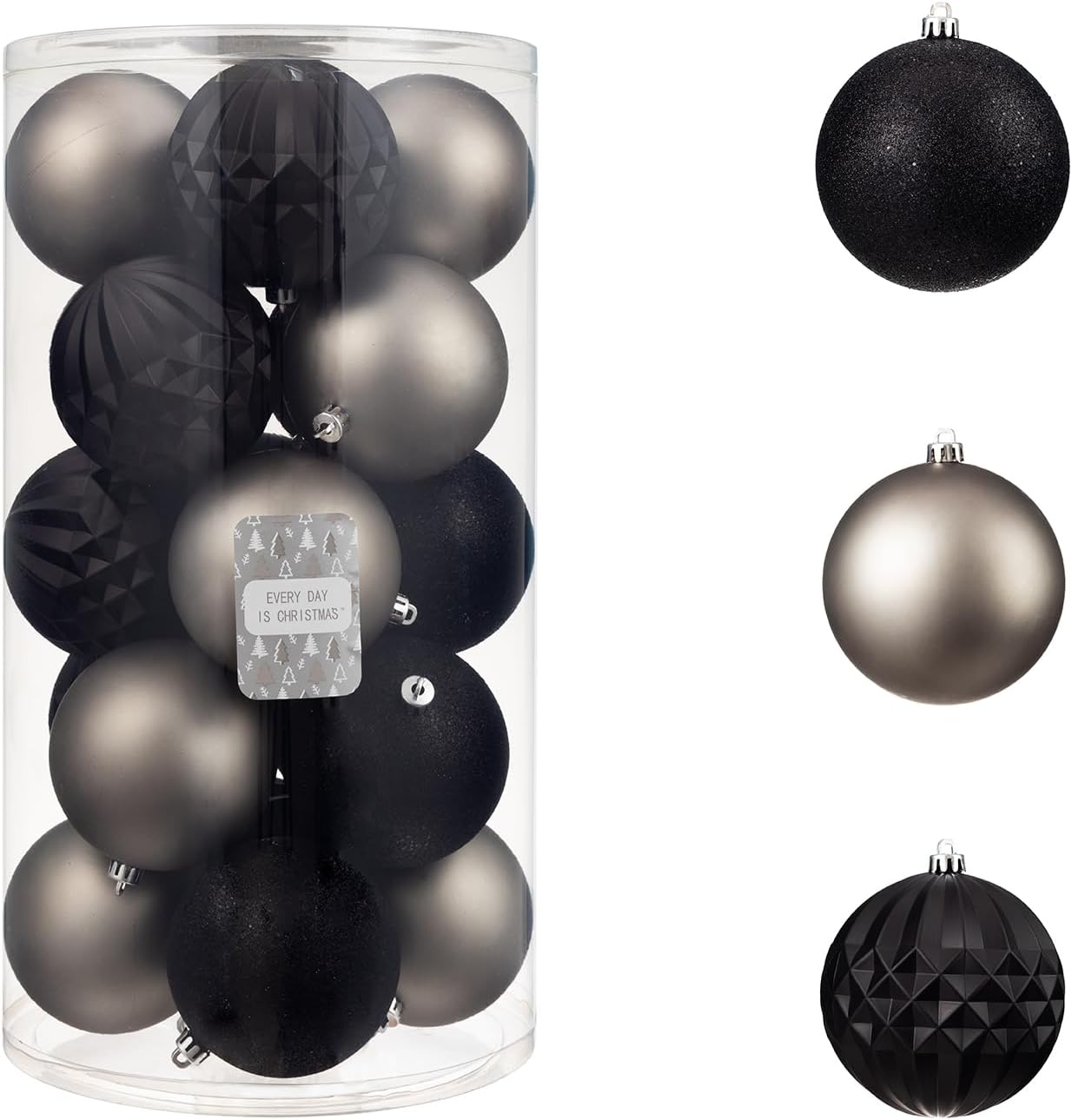 Every Day is Christmas 20ct Shatterproof Plastic Christmas Ornaments, 3.6" Round Balls, Multicolored, Christmas