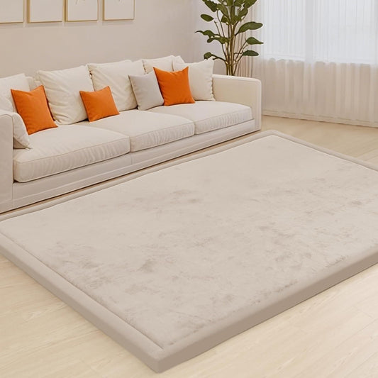 ACOMOPACK Baby Play Mat for Floor,1.3" Thick Memory Foam Area Rug for Living Room,Soft Velvet Crawling with Non-Slip Bottom for Kid,Toddler,59"×71" Tummy Time Nursery Rugs,Yoga（Beige）