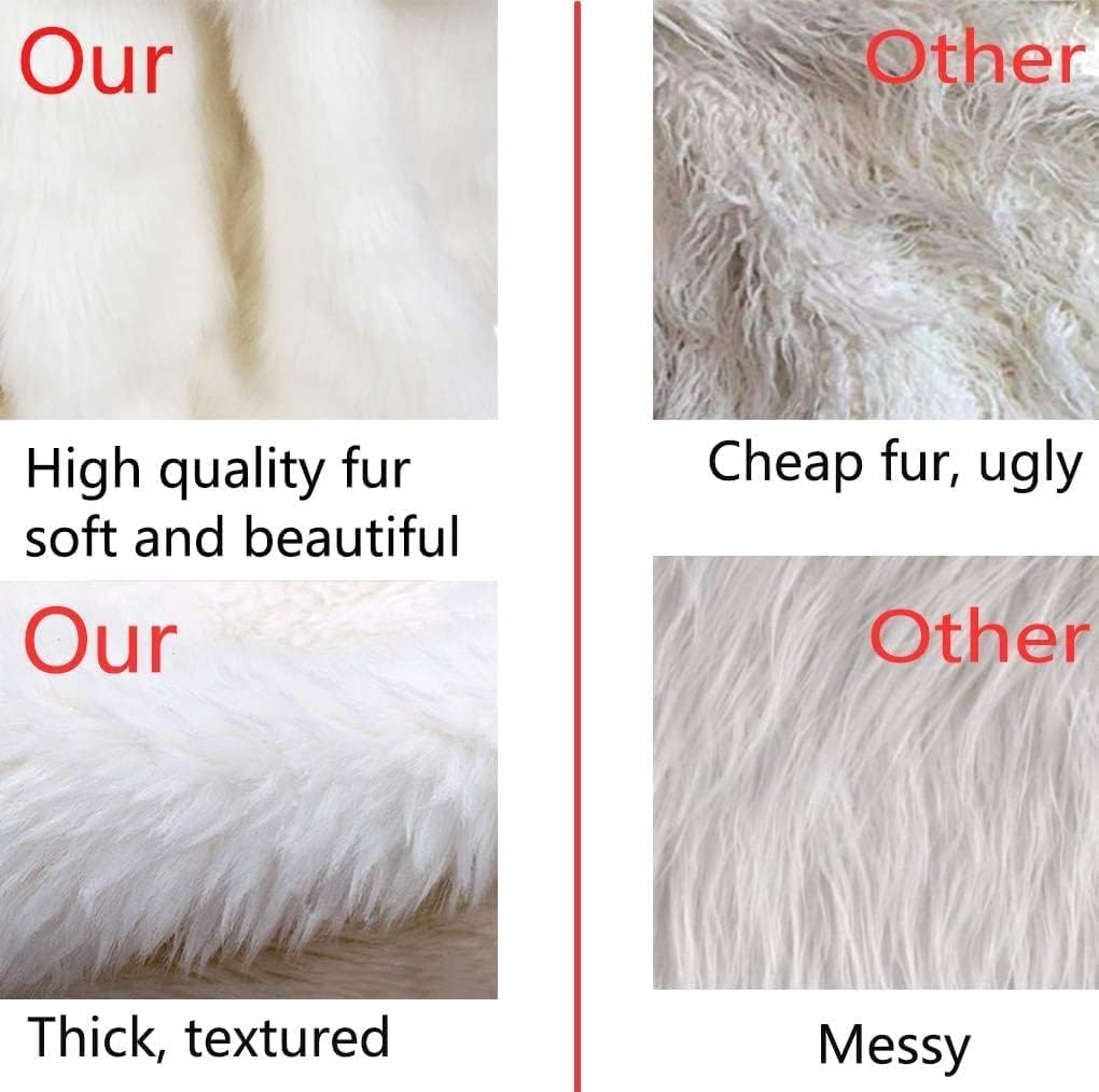 AOGU 72 Inch Faux Fur Christmas Tree Skirt White Plush Skirt for Merry Christmas Party Christmas Tree Decoration