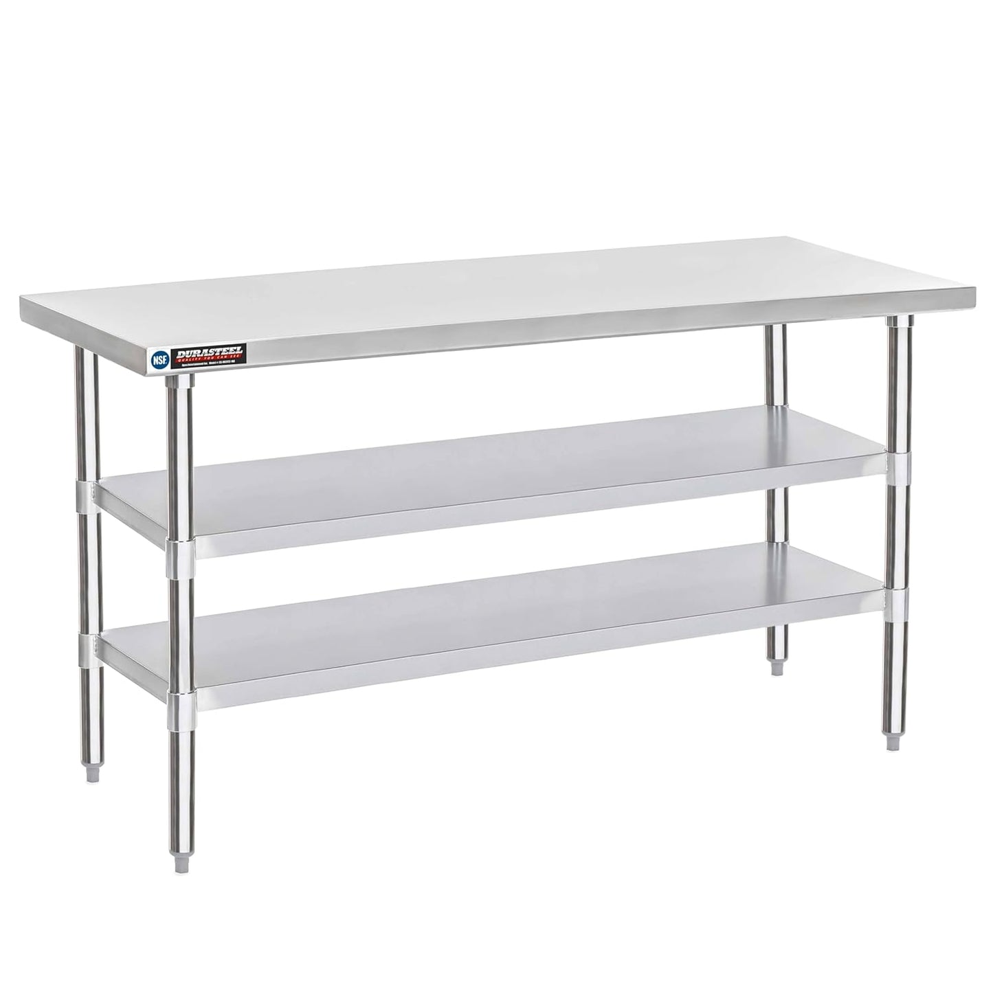 DuraSteel Food Prep Stainless Steel Table - 24 x 72 Inch Commercial Metal Workbench with Adjustable Under Shelf - NSF Certified - for Restaurant, Warehouse, Home, Kitchen, Garage