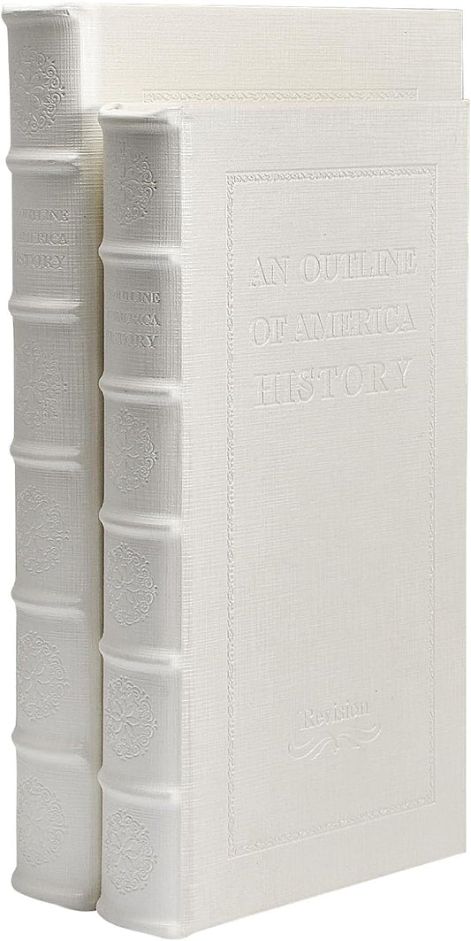 Decorative White Faux Leather Wooden Book Box for Home Decor, Cafe Table, and Bookshelf - Fashion Storage Box (YD-C105 L+S)