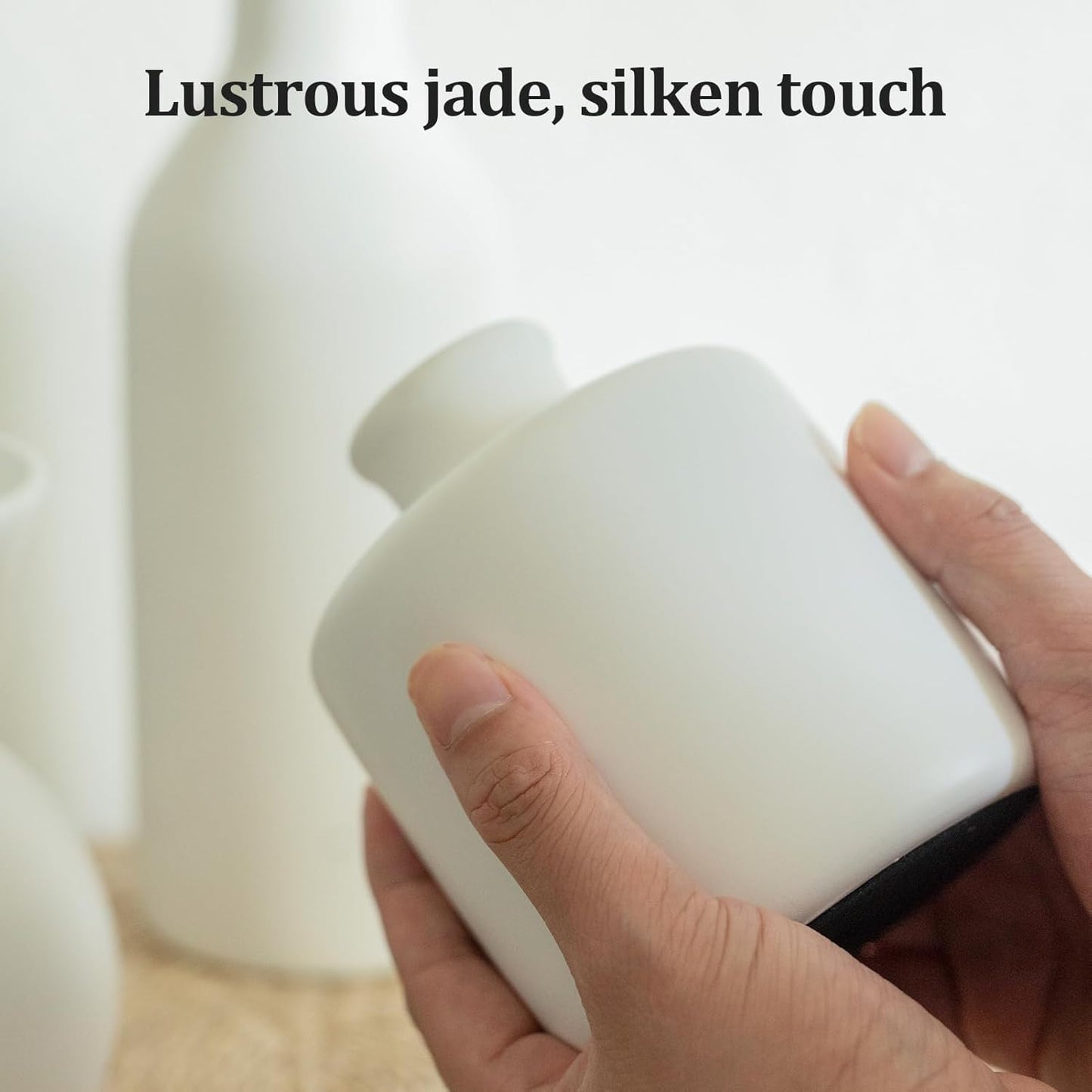 Fake Flowers in Vase for Centerpieces, Faux Flowers in Modern Ceramic Vase Set of 3 with 8 Artificial Autumn Chrysanthemums Home Decor