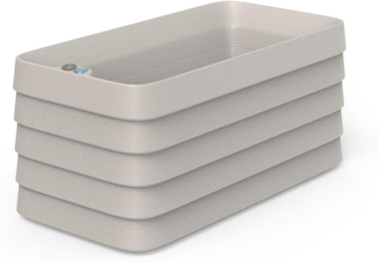 Crescent Garden Slat Medium Rectangular Planter Box for All-Weather - Self-Watering Outdoor Deck Box Planter for Flowers and Herbs (Parchment, 36'' x 17'' x 17''H)