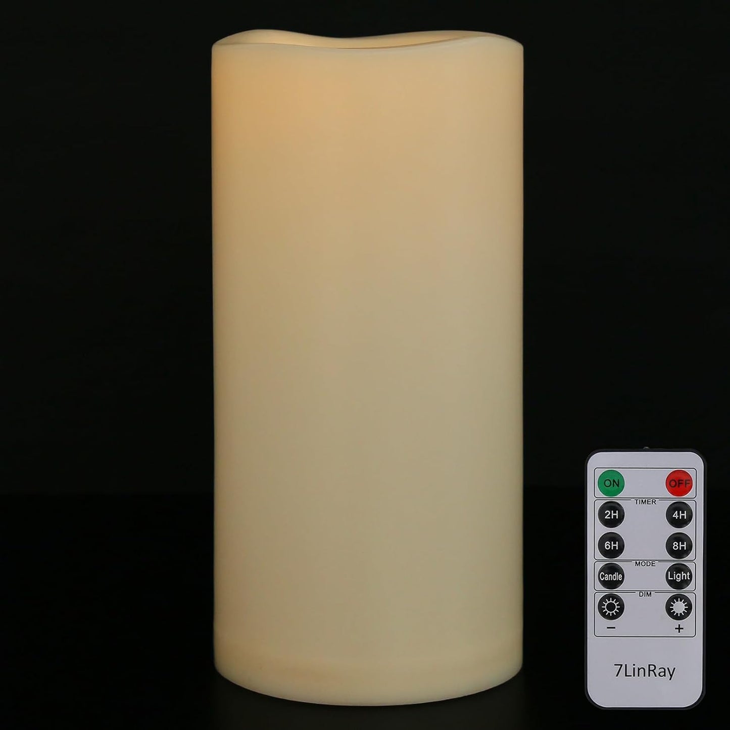 4" x 10" Large Outdoor Flameless Candles with Remote and Timer, Flickering Battery Operated LED Flameless Pillar Candles for Lantern, Porch, Patio, Ivory, 1 Pack