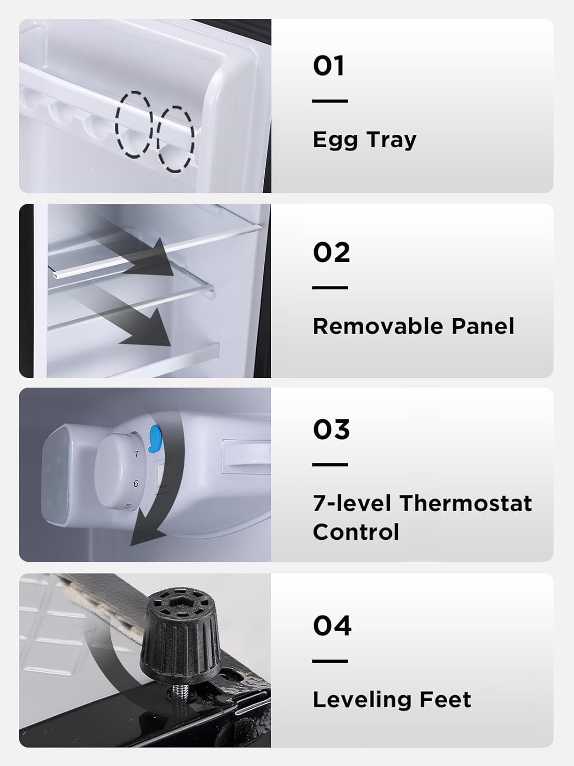 3.5 Cu.Ft Compact Refrigerator with Freezer, Mini Fridge with 2 Doors for Office, Kitchen, Dorm and Bedroom, Small Fridge with 7 Level Temp Adjustable Thermostat, Black