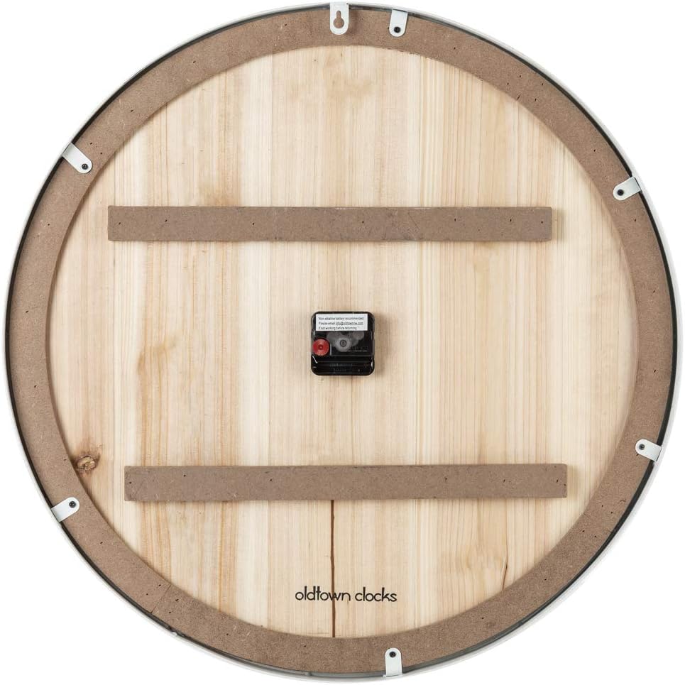 24" Coastal Wall Clock - Metal & Solid Wood Noiseless Weathered Beach Blue Wall Clock (Coastal Blue, 24-inch)