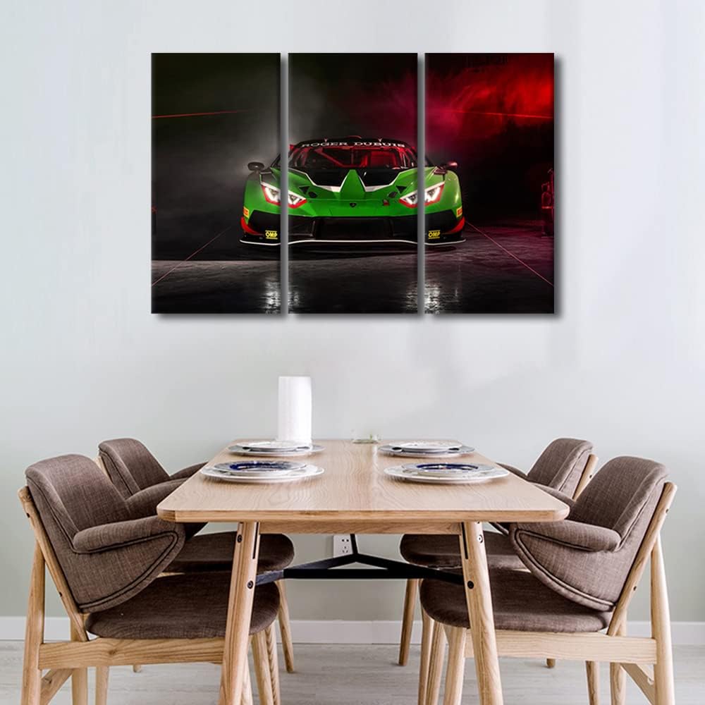 Green Car Poster Decor Wall Art Painting Sports Car in the Infrared Bedroom Living Room Wall Decor Supercar Framed Modern Pictures Canvas Prints Artwork for Wall Decor Office Decorations, 36" Wx24 H