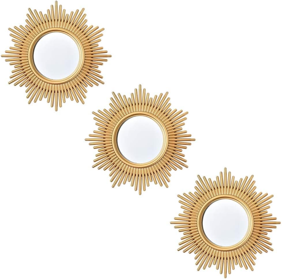 Gold Round Wall Mirrors Pack of 3 for Room & Home, Small Circle Mirrors for Modern Decor