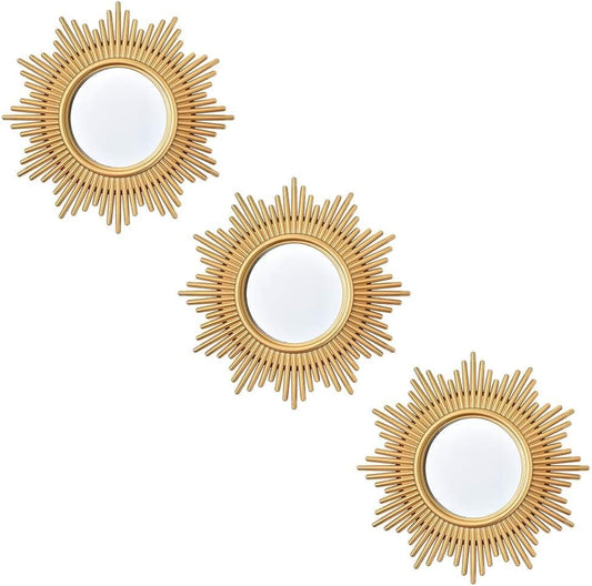 Gold Round Wall Mirrors Pack of 3 for Room & Home, Small Circle Mirrors for Modern Decor
