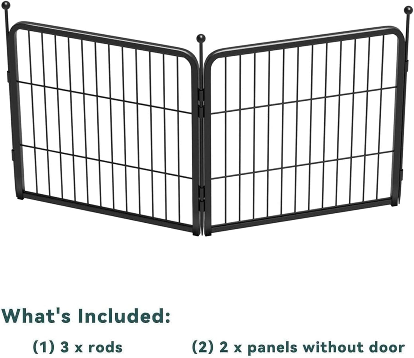 FXW Garden Fence Outdoor for The Yard – 24in(H) x 3.7ft(L) Heavy Duty Metal Animal Barrier for Dog and Rabbit, Decorative Dog Fence, 2 Panels, Black