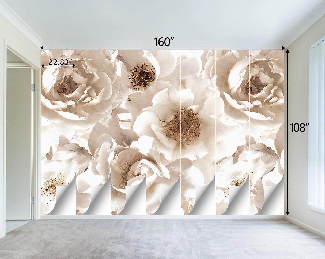Floral wallpeper for Girls Bedroom Modern Flower Living Room Wall Mural - 160"x108"（Not Peel and Stick）