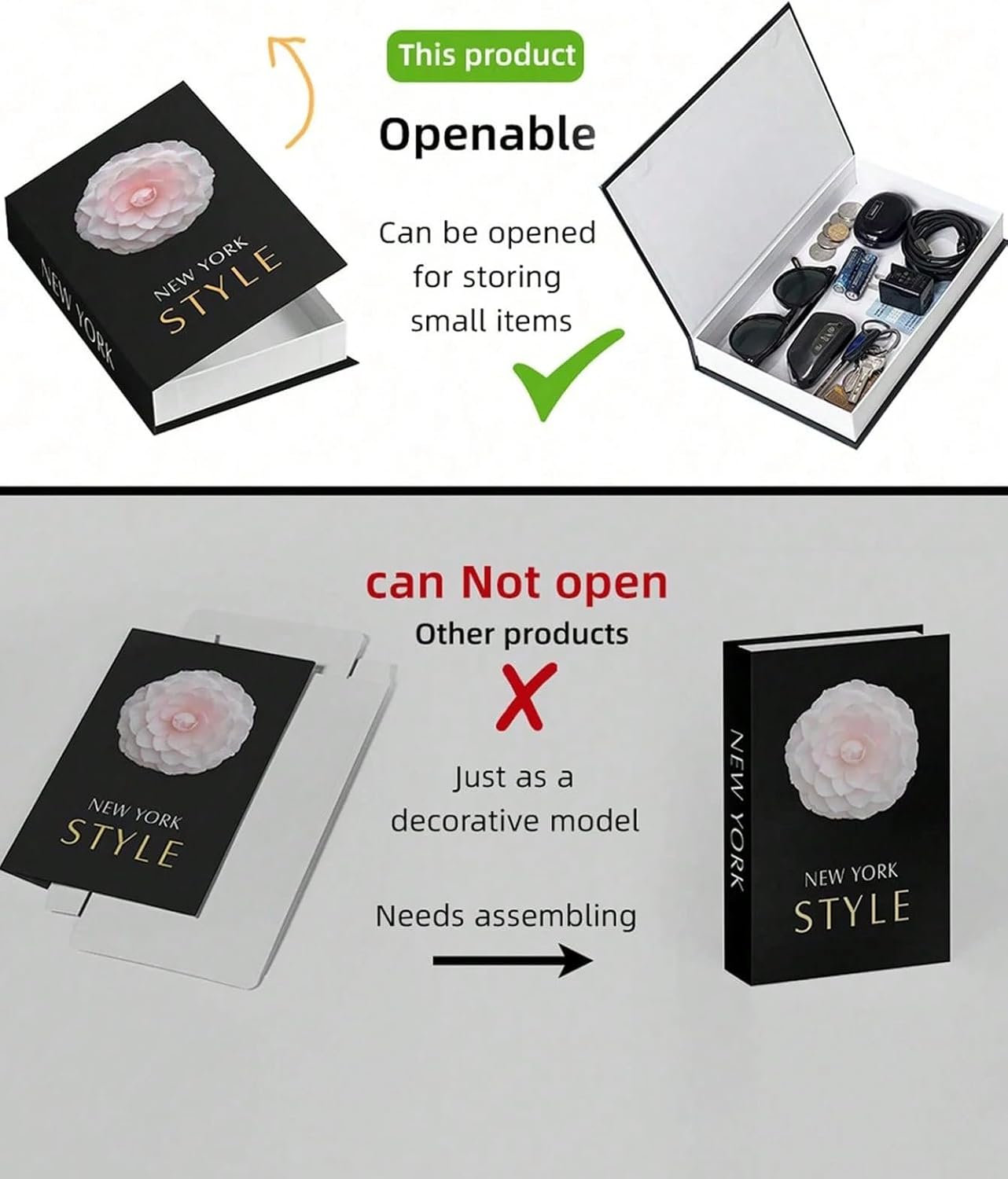 Decorative Storage Book Box – Hidden Storage for Remote Controls, Keys, and Small Items – Elegant Home Decor for Living Room, Bedroom, Coffee Table – Modern Style Faux Book Organizer (Welcome Home)