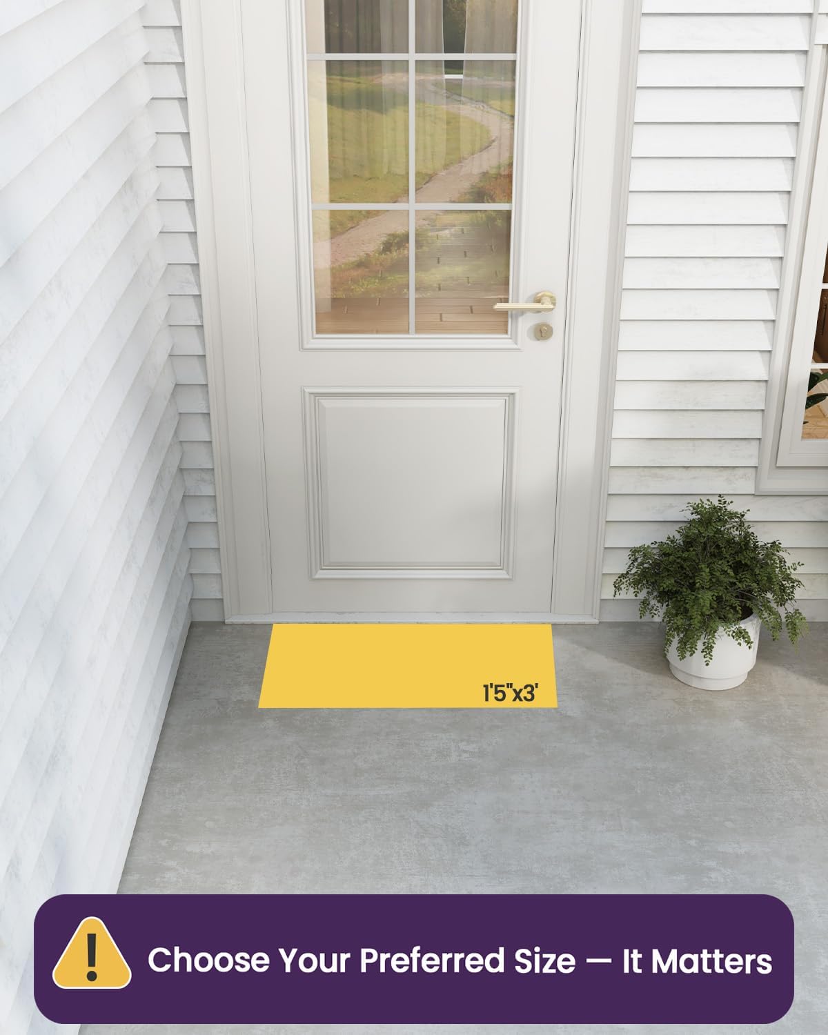 DEXI Front Door Mats Outside Entrance, 17x36 Rubber Waterproof Dirt Trapping Entry Mat for Entryway, Heavy Duty Non-Slip Low-Profile Welcome Doormat All Weather for Patio, Black