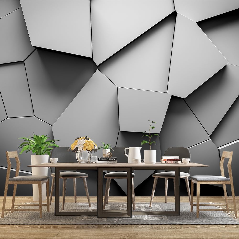 Grey Geometry wallpeper Living Room Bedroom Office Wall Mural - 137"x96"（Not Peel and Stick）