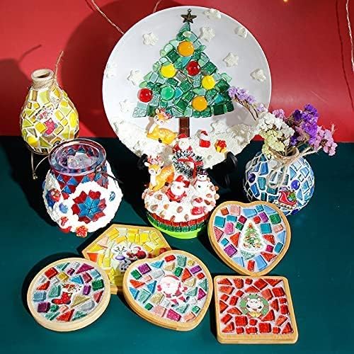 1.1 LB Irregular Crystal Mosaic Tiles,Small Particle Color Decal Crystal Glass Tile DIY Hobbies Children Handmade Crystal Craft for DIY Handmade Decorative Materials (Purple Series)