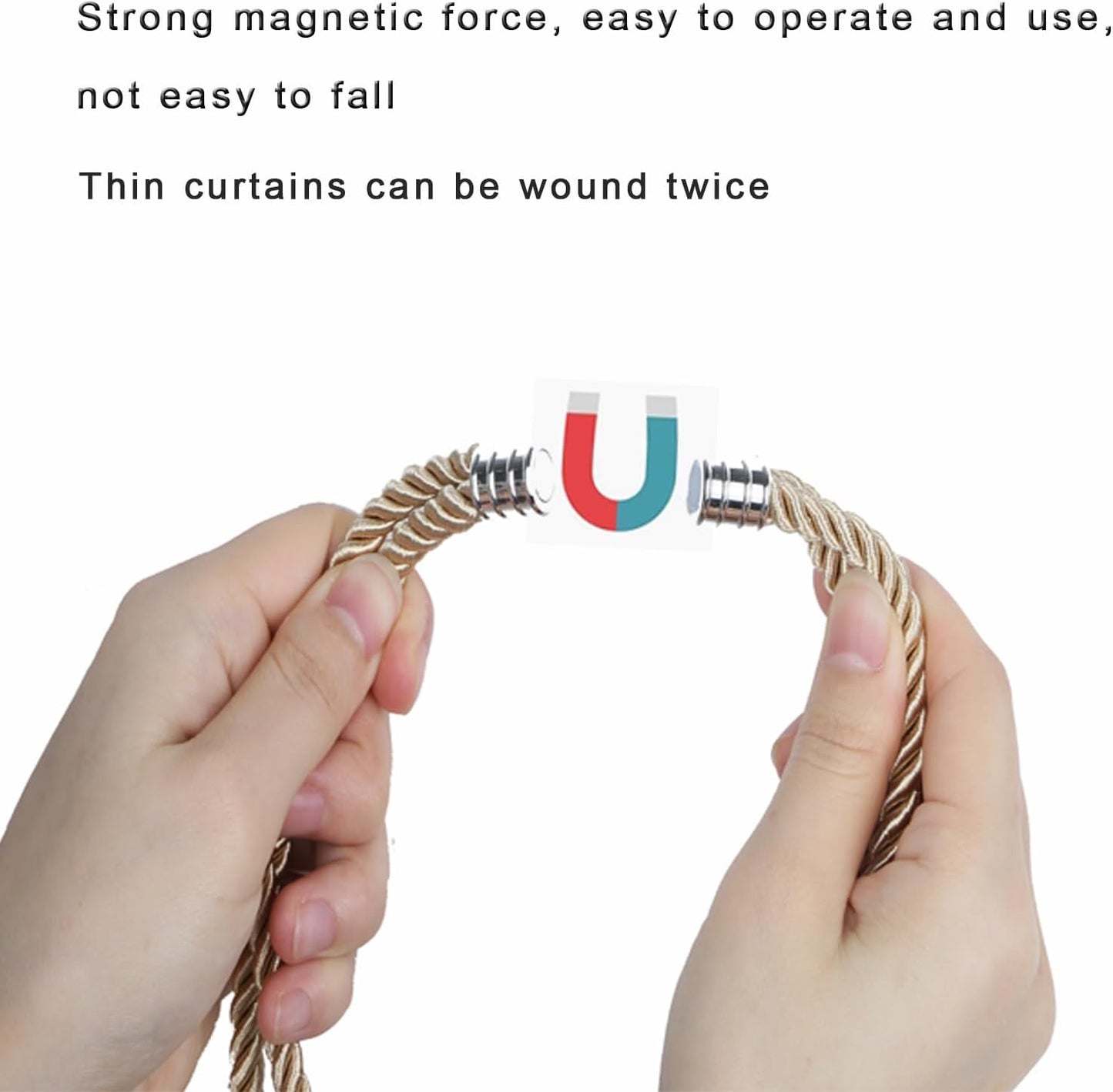 Fenghuangwu 4Pack Magnetic Curtain Tiebacks – Bohemian Style Handmade Woven Tie-Backs for Drapes,Elegant Exquisite Knot Holdbacks,Outdoor Boho & Modern Home Decor（Black