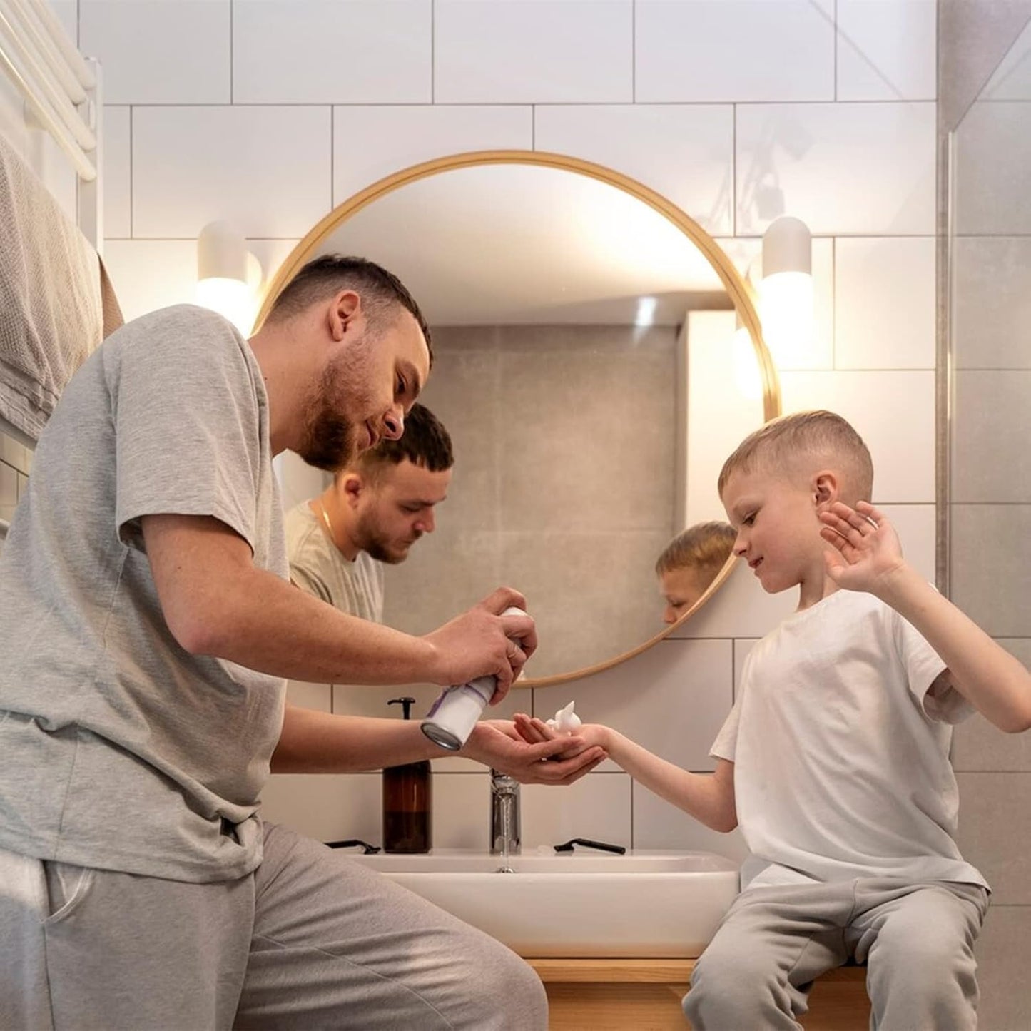 BEAUTYPEAK Circle Mirror Gold 36 Inch Wall Mounted Round Mirror with Brushed Metal Frame for Bathroom, Vanity, Living Room, Bedroom, Entryway Wall Decor (Gold, 36 Inches)