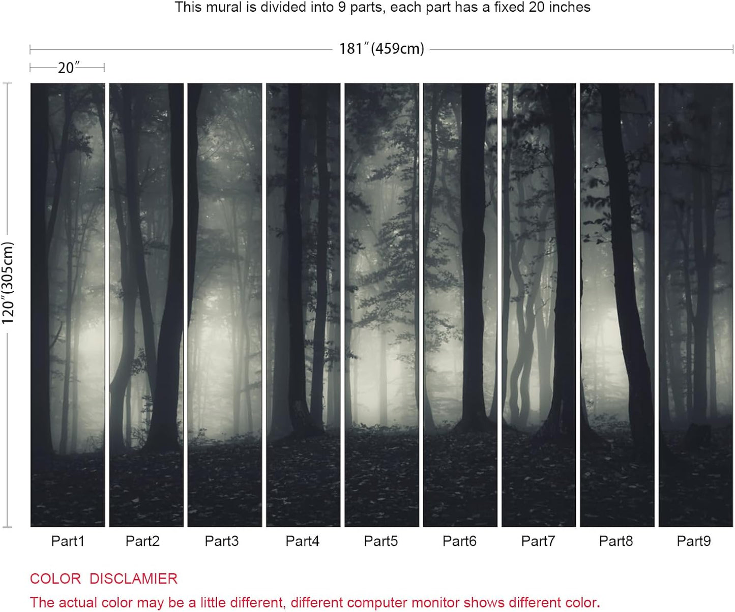 Foggy Forest Wallpaper Misty Jungle Rainforest Trees Nature Landscape Wall Mural(Not Peel n' Stick)