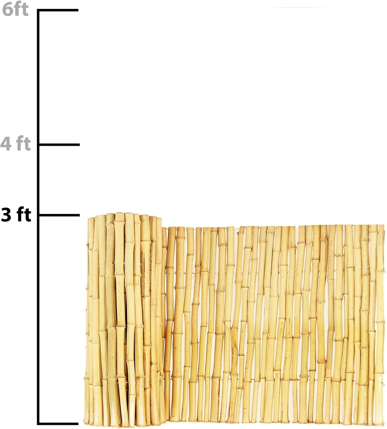 Backyard X-Scapes Natural Bamboo Fencing Decorative Rolled Fence Panel 0.75 in D x 3 ft H x 8 ft L