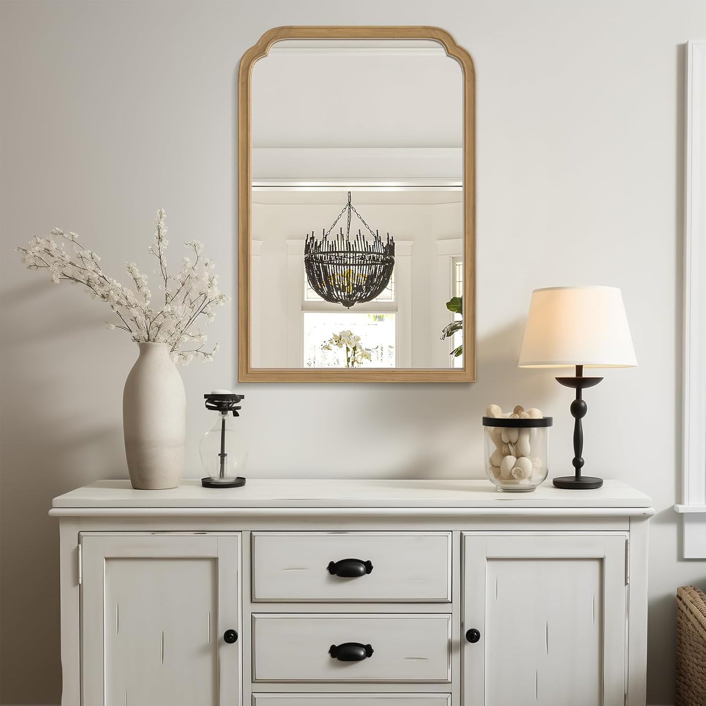 WallBeyond Wood Bathroom Mirrors for Wall Mounted, 24" x 36" Rustic Wood Frame Wall Mirrors Decorative for Living Room or Bedroom Vanity Mirror (Natural Color)